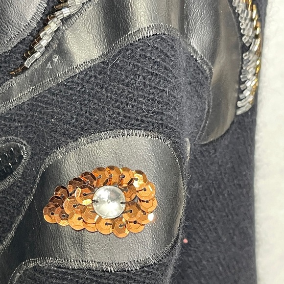 Vintage Nilani Black Lambswool Angora Blend Sweater Embellished 80s Beaded - Picture 4 of 7